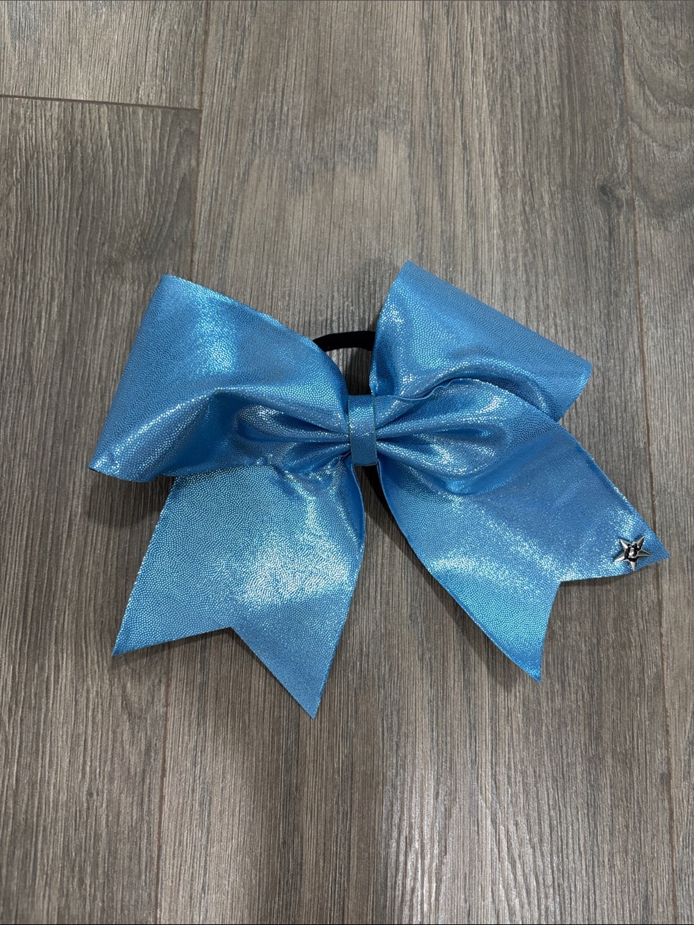 Shimmery Blue Bow Hair Tie for Kids